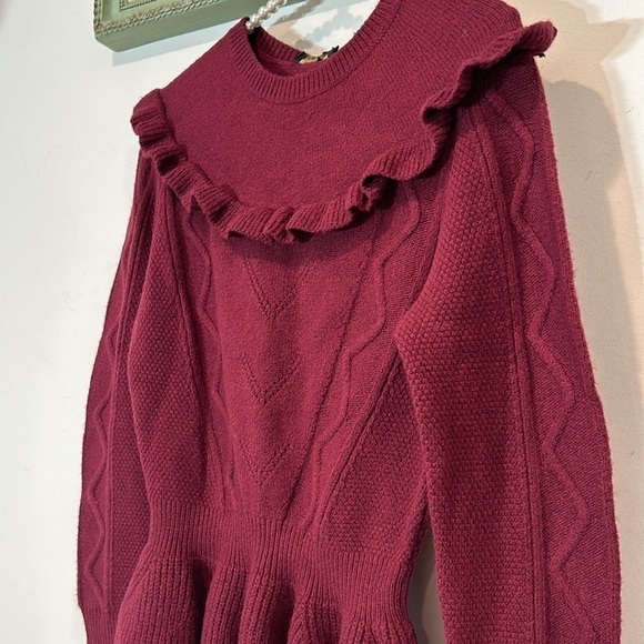 Ted Baker London Elsahi Yoke Detail Peplum Sweater size 2 maroon new with tags - Picture 4 of 11
